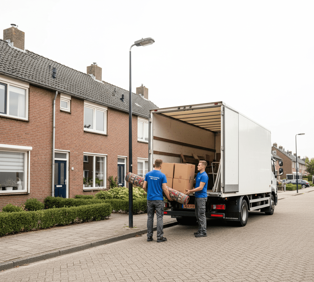 Bestelbus van Woningontruiming Den Haan wordt professioneel volgeladen met inboedel voor snelle en milieuvriendelijke afvoer.